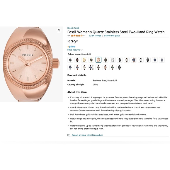 Beautiful Ring watch by Fossil - Rose Gold - Picture 5 of 8